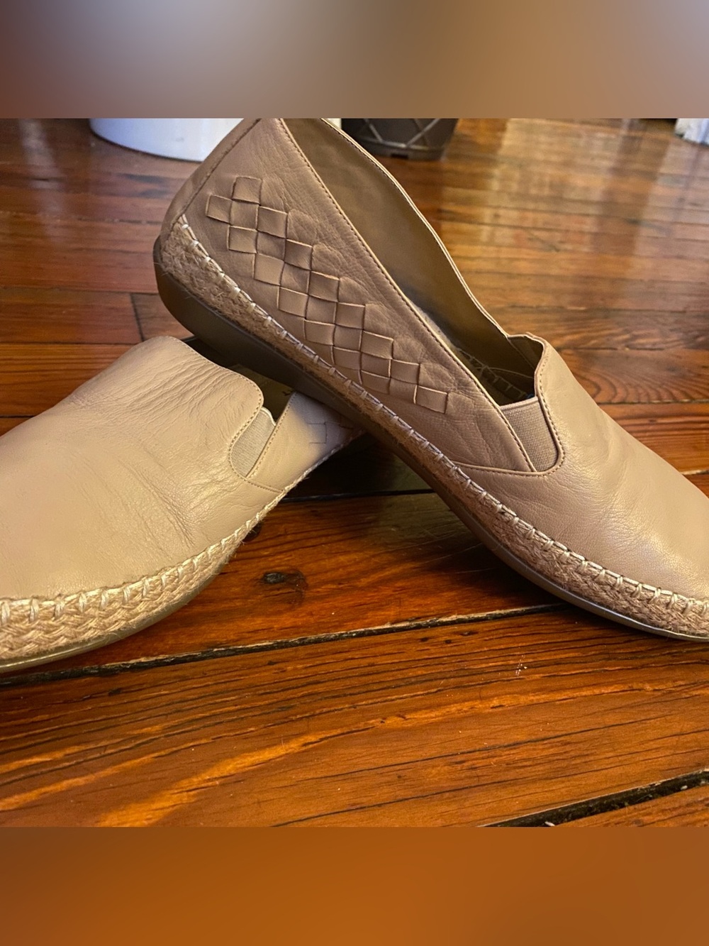 Vaneli Sport Quasar Leather Espadrilles Nude/Tan Size 11 NWOB